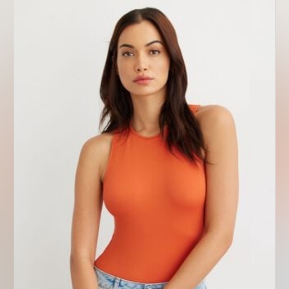 NWT Medium Dynamite Orange Sabina Muscle Seamless Bodysuit